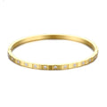 3mm Thin Stainless Steel 18K Gold Rose Gold Plated AAA Zircon Bangles Bracelets for Women