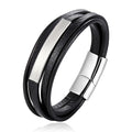 Vintage Stainless Steel Rope Bracelets Men Jewellery Trend Simplicity Genuine Leather Magnetic Buckle Bracelets Accessories