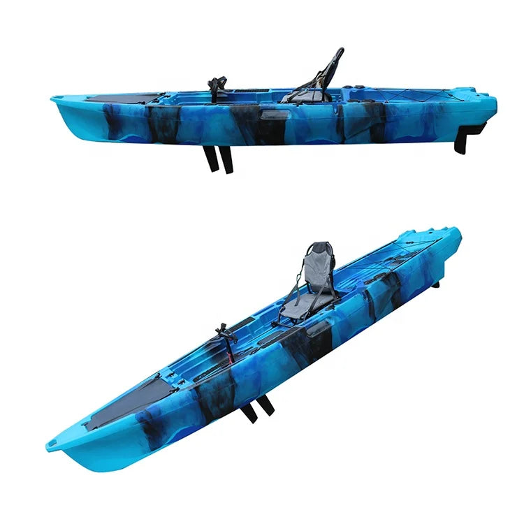 2023 Professional 13 FT Single Seat Angler Pedal Drive Kayak Inflatable HDPE Hull with LLDPE for River Fishing