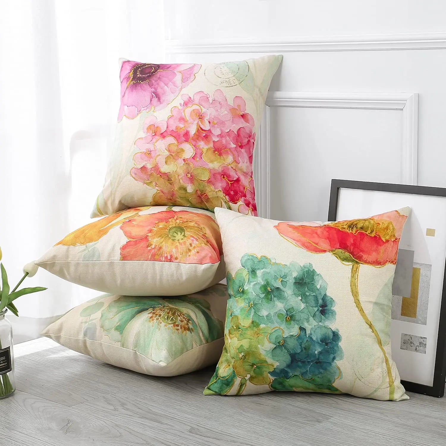 Hot Selling Square Floral Pattern Decor Throw Pillow Cover for Home Use