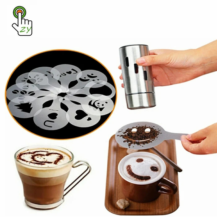 Customized 16pcs Plastic Coffee Cappuccino Foam Latte Art Stencil Decorating Coffee Stencils