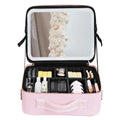Makeup Bag Organizer with Lighted Mirror Make up Bag Exquisite Workmanship Partitionable Multifunctional Three Color Brightness