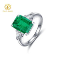 Luxury Emerald Ring 14k 18k Lab Grown Gemstones Engagement Ring Emerald Cut Diamond Ring White Gold Wedding Band