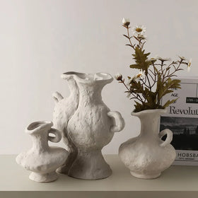 Drop Shipping Contracted Wind Embryo Ceramic Vase Home Retro Pottery Decoration Soft Decoration Old Dry Flower Vase