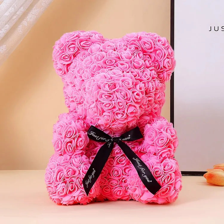 Eternal Flower Rose Bear Christmas Valentine's Day Birthday Couple Giving Girl Simulated Flower Bouquet Gift Box Simulated