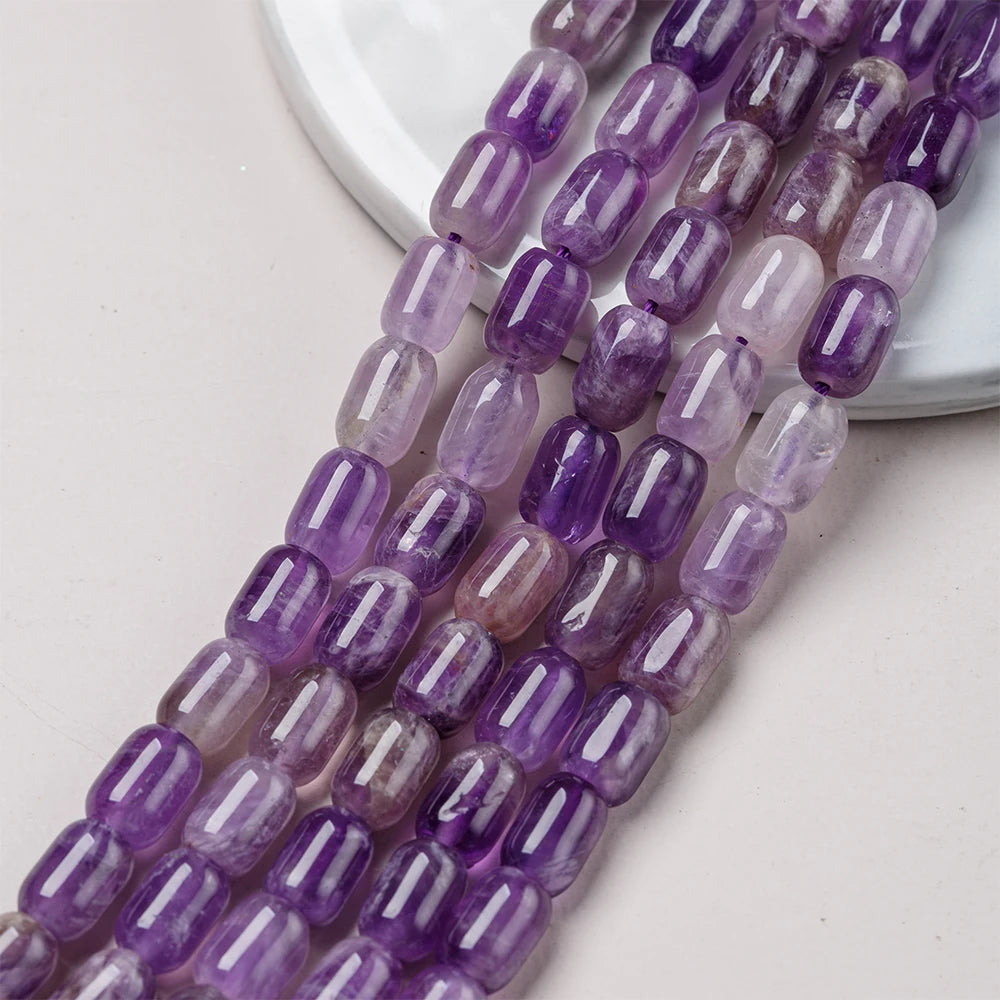 6*8mm Natural Amethyst Beads Round Cylinder Tube Loose Gemstone Beads for Jewelry Making DIY Bracelet Necklace