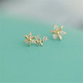 Hot Sales Cubic Zircon Gold Plated Jewelry Stud Flower Earrings