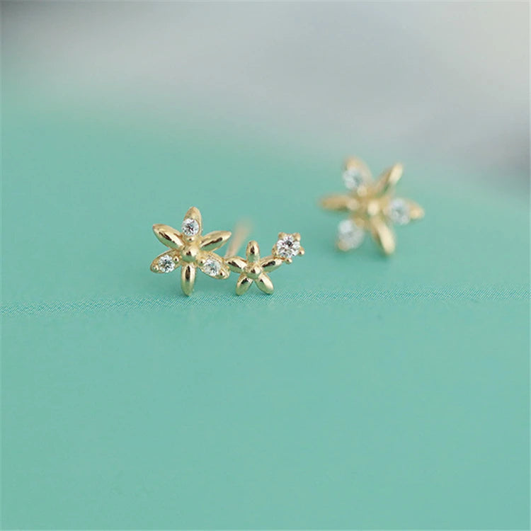 Hot Sales Cubic Zircon Gold Plated Jewelry Stud Flower Earrings