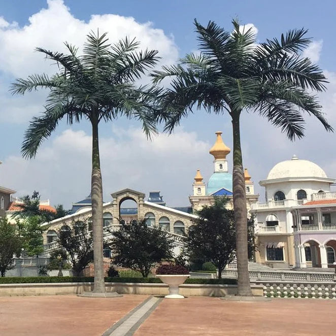 C090 Big Artificial Coconut Fiberglass PE Clear Texture and Good Hardness Tropical Artificial Tree Hotel Park Landscaping
