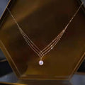 Luxury Multilayer Cute Neck Chain Simulated Pearl Pendant Necklace Korea Simple Design Wedding Necklace Jewelry Gift