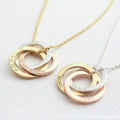 DIY Engraved Minimalist Necklace Custom Gold Plated Stainless Steel Personalized Kids Name 3-Circle Connected Pendant Jewelry