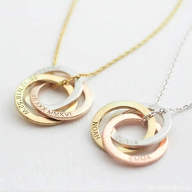 DIY Engraved Minimalist Necklace Custom Gold Plated Stainless Steel Personalized Kids Name 3-Circle Connected Pendant Jewelry