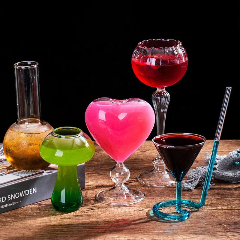 Mr Panda Unique Cocktail Glasses Mushroomshark Glasses Cupe Martini Glasses Goblet Candle Cocktail Wine Party Modern Water Glass