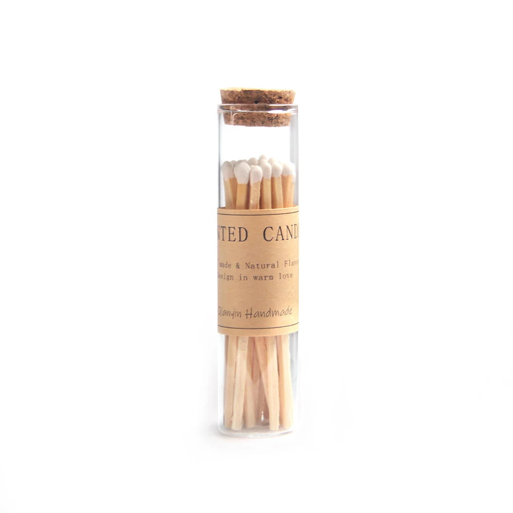 New Custom Match Sticks in Glass Jar Bulk Aromatherapy Matchsticks LongBurning Candle Lighting Matches Eco-Friendly Party Favors
