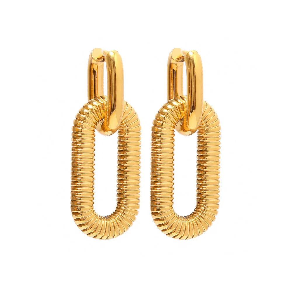 Lateefah OEM Exaggerated Jewelry 18K Gold Chain Pendant Titanium Steel Earrings for Women