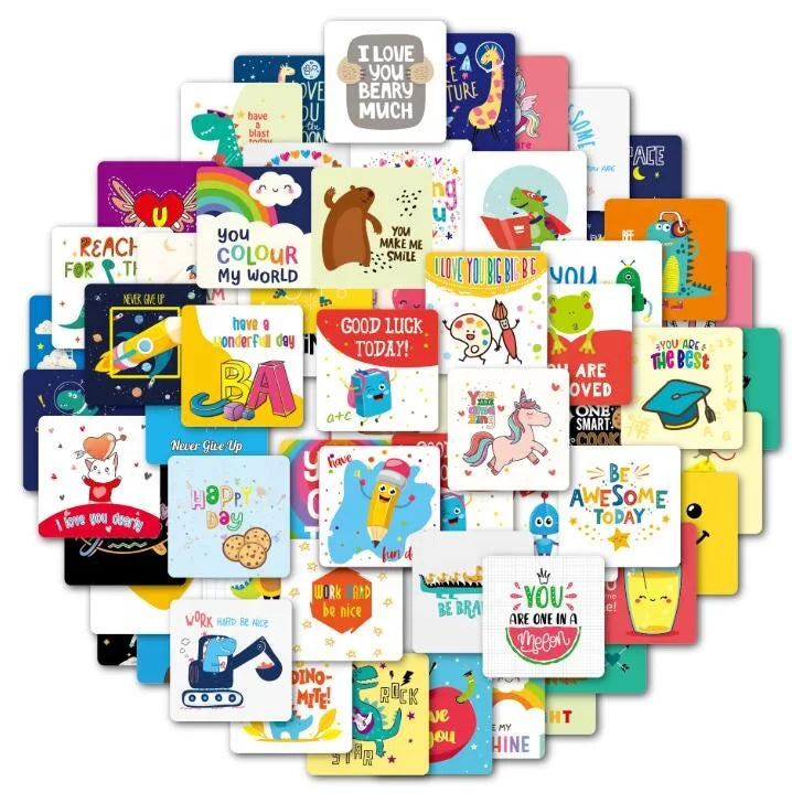 Back to School Kids Lunch Box Sticky Note 60 Sheet School Lunch Box Card Cute  Note Cards Handwritten Children Lunch Box Cards