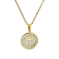 European and American Jewelry Shell Cross Pendant 18K Gold Fashion Personality Stainless Steel Cross Pendant Necklace