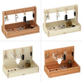 Home Entryway Tabletop Decor Wooden Atchall Jewelry Key Hook Hanger Holder Rack Stand Tray Storage Organizer