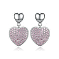 Fine Designer Jewelry Earring 925 Sterling Silver Classic Fashion Dainty Pink Zircon Heart Shape Stud Earrings for Women