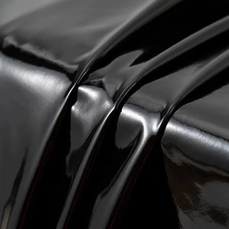 Elastic 4 Way Stretch Faux Pu Leather Fabric PFAS FREE Mirror Pattern Synthetic Leather for Leggings Clothing Fabric
