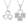 925 Sterling Silver Beautiful Four Leaf Clover Love Heart Pendant 3A Cubic Zirconia Rhodium Plated Weddings Engagements Parties