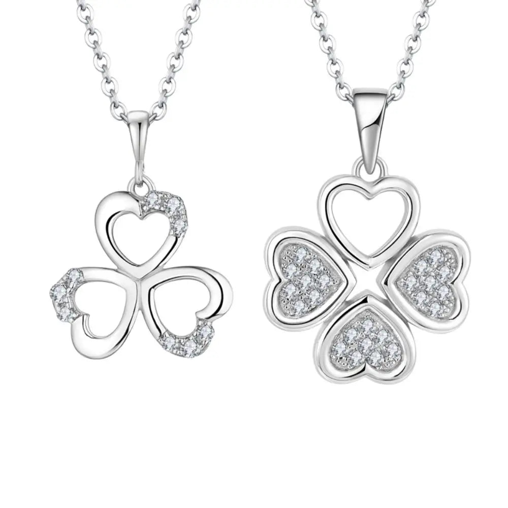925 Sterling Silver Beautiful Four Leaf Clover Love Heart Pendant 3A Cubic Zirconia Rhodium Plated Weddings Engagements Parties