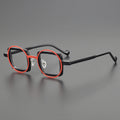 Good Quality Hot Selling Women's Prescription Glasses Blue Leopard Print with Yellow Red Double Frame on Circular Square Acetate