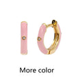 SP Trendy Customize Enamel Jewelry 925 Sterling Silver Single Zircon Huggie Hoops Round Hoop Enamel Earring