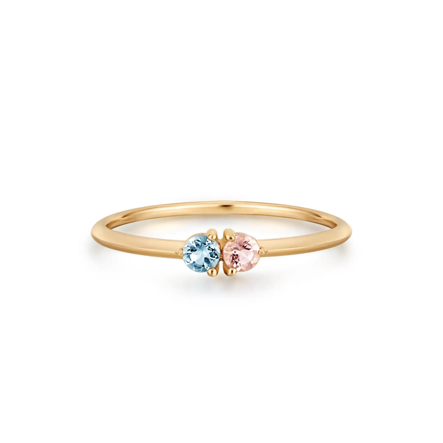 New Hot Pick Two Stone Aquamarine Gemstone CZ 925 Sterling Silver Women's Stacking Fine Women's Ring