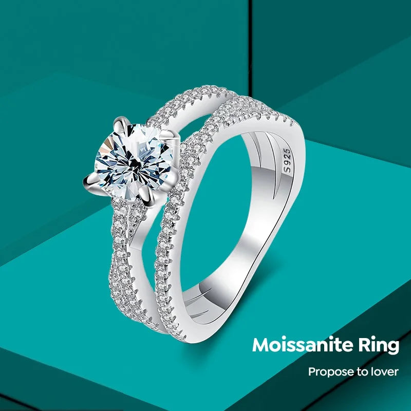 GRA  Luxury Moissanite Diamond 1 2 3 5 Ct Gemstones Twisted Ring for Women 925 Sterling Silver Wedding Band Ring Fine Jewelry