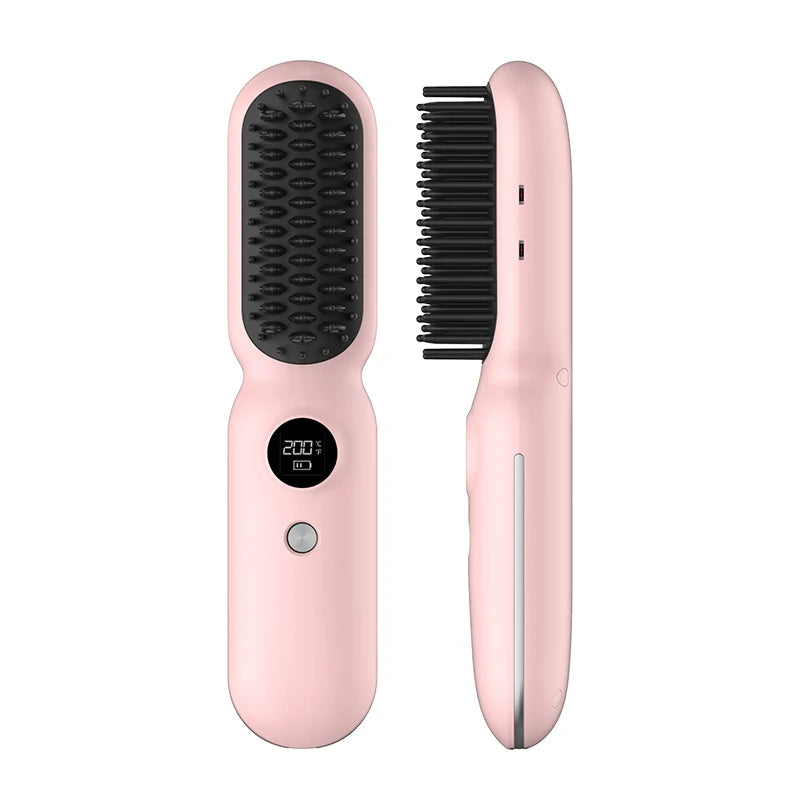 Electric Hair Straightener Typc-C Rechargeable Fast Heated Ceramic Curler Cordless Portable Wireless LCD Display MCH Comb