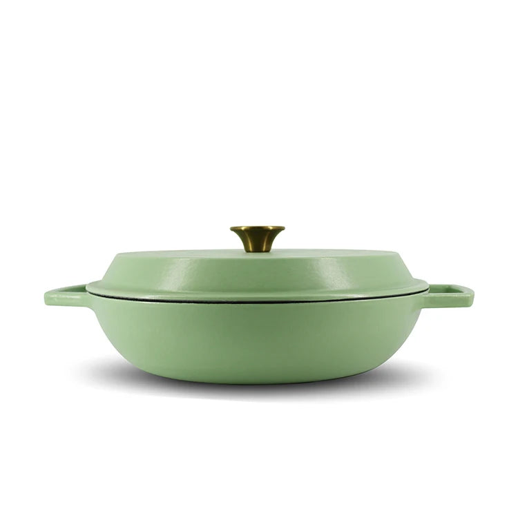 Large Enamel Colored Cast Iron Casserole Dutch Oven Paella Pan Lid Eco-Friendly Oven Safe 30cm All Stoves