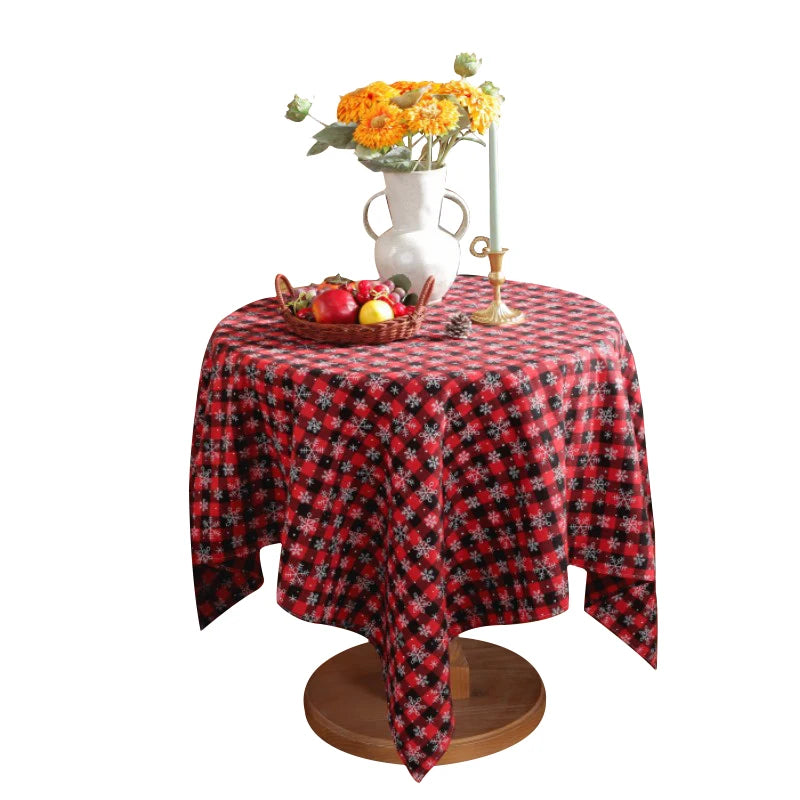 Wholesale Customized Christmas Snowflake Plaid Tablecloths for Party Home Restaurant