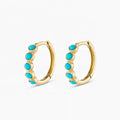 LOZRUNVE Fine Jewelry Factory Daily Wear Bezel Setting Turquoise Gemstone Huggie Hoop Earring