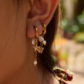 J&D Jewelry 18K PVD Gold Plating  Fashion Stainless Steel ABS Pearl Zirconia Flower Pave Stone Butterfly Star Tassel Earrings