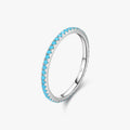925 Sterling Silver Elegant Exquisite Round Turquoise Stackable Thin Eternity Band Rings for Women Fine Jewelry