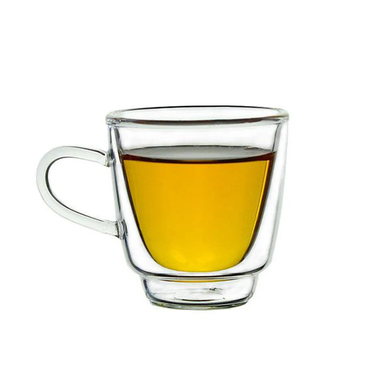 Custom Made Coffee Glass Cup Heat Resistant Double Wall Glass Drinking Mug with Handle