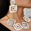 Exaggerated New Alloy Geometric Circle Necklace Personality Wholesale Large Pendant Earrings Necklace set