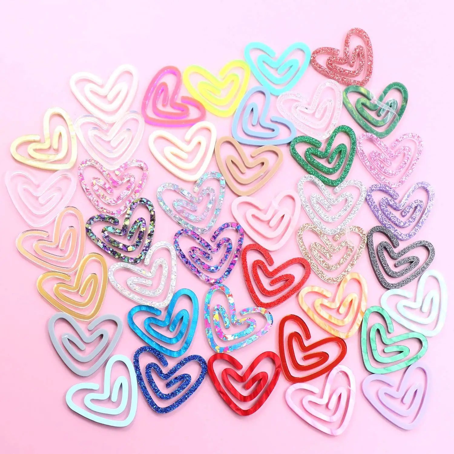 Customizable Purple Glitter Heart Acrylic Laser Cut Bookmarks Scrap Buster Paperclip Bookmark for Book Lovers