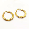 Fashion Trendy Gold Stainless Steel Waterproof Bamboo Hoop Earrings Women Hit Hop Chunky Jewelry Earrings