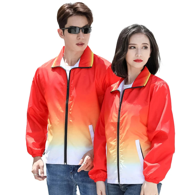Custom Logo Windbreaker Zipper Men's Lightweight Loose Sports Workwear for Men Custom Color Changing Jacket
