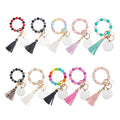 Bracelet Key Chain Pendant PU Fringe Bracelet sublimation MDF Wood Silicone key Chain
