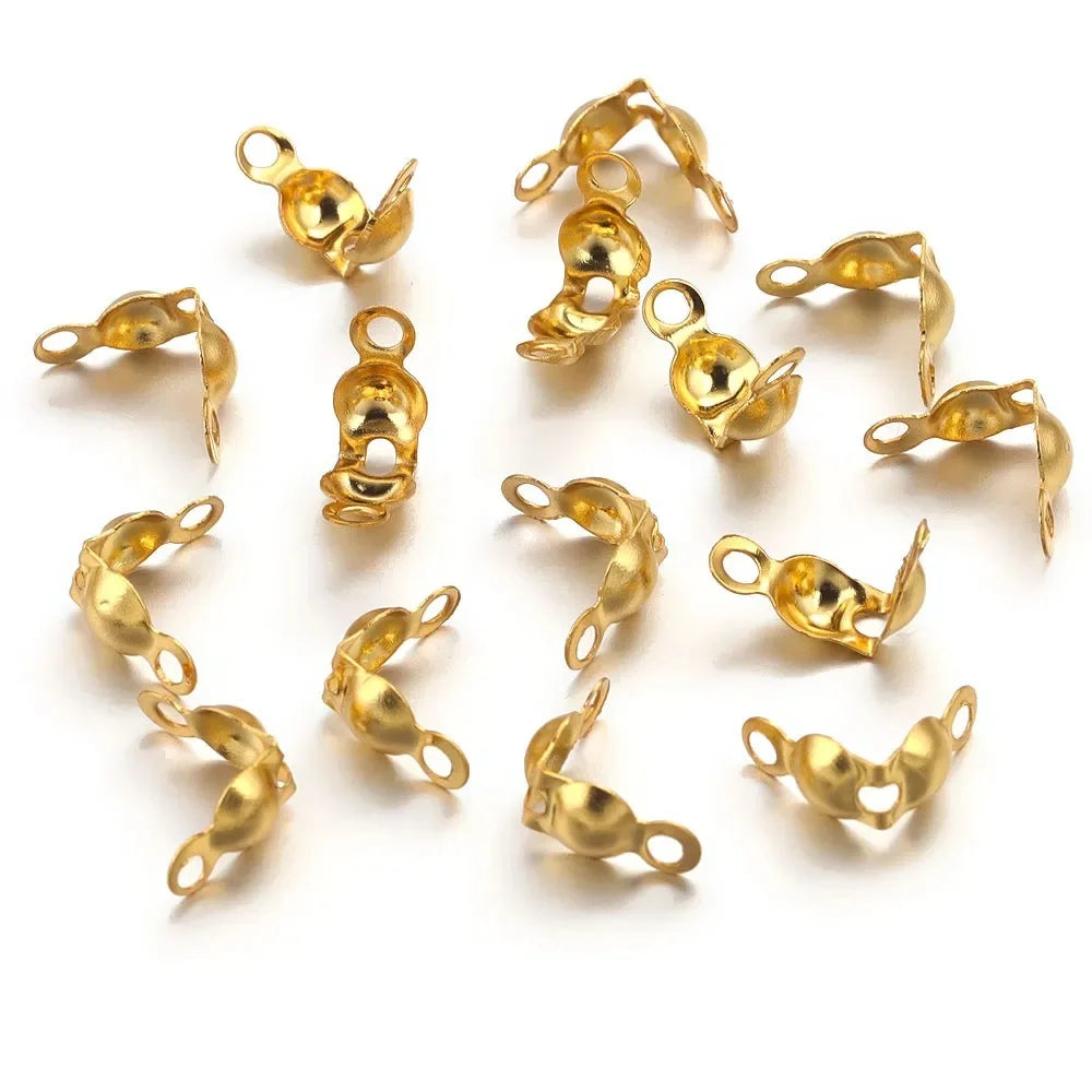 Stainless Steel Ball Chain Connector Clasps Double Closed Loops Clamshell Bead Connectors End Beads Closing Buckles