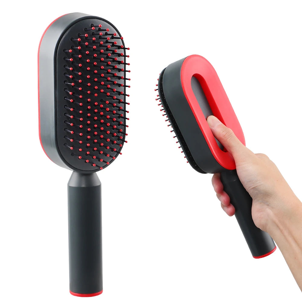 Self-Cleaning Hair Brush for Women 3D Air Cushion Massage Hair Detangling Self Cleaning One-Key One-click Comb
