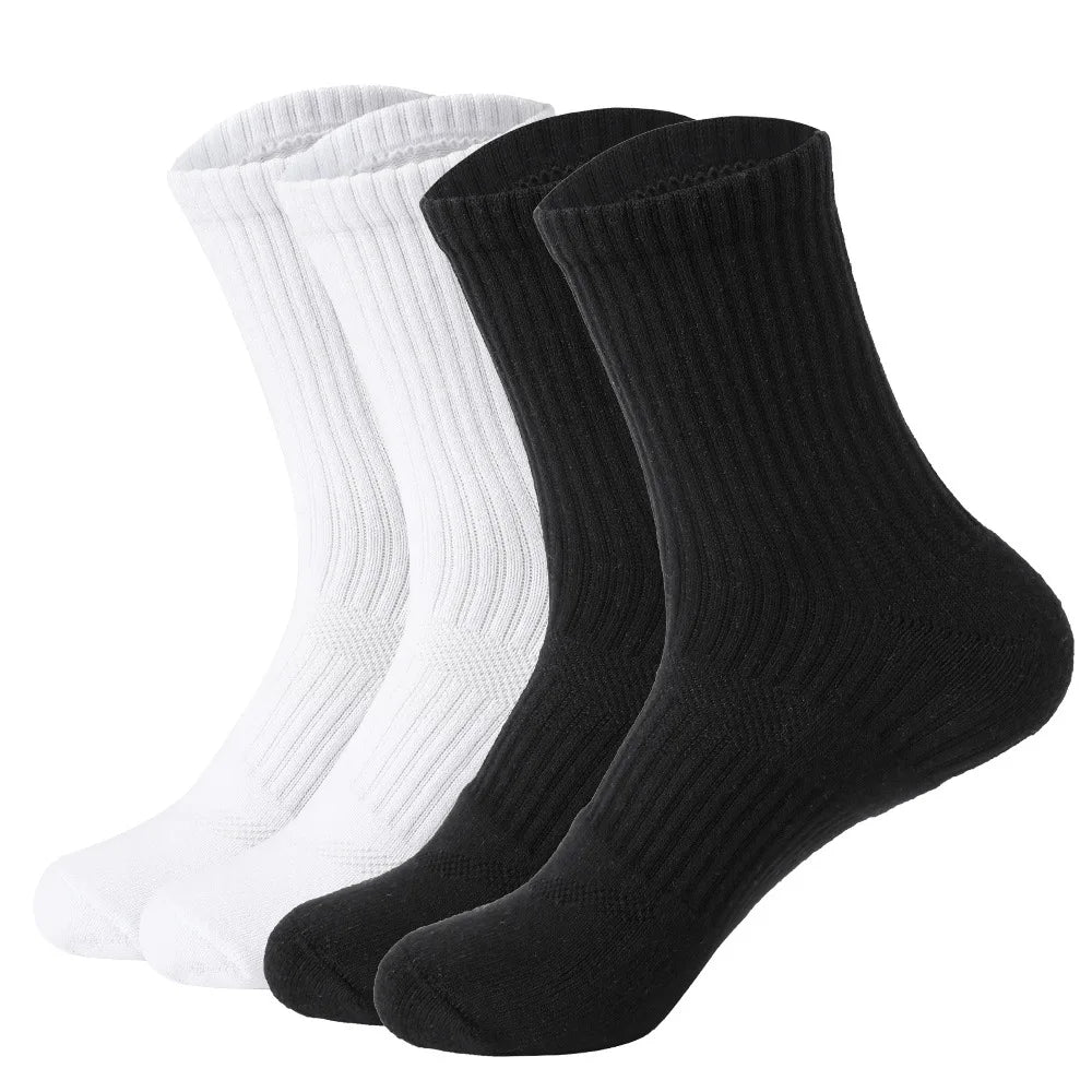 Classic Style Men's Top Quality Cotton Breathable comfort Sports Anti-odor Crew Socks Cycling Workout Casual Terry Socks