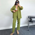 Enyami New Women's Long Sleeved Pleated Elastic Pants Ladies Loose Fitting Fashion Casual 2 Piece Set