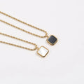 Fenny Wholesale 18K PVD Plated No Fade Stylish Square White&Black Enamel Pendant Rope Chain Stainless Steel Necklace for Women