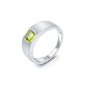 Abiding Natural Gemstone Peridot Men Ring Handcrafted 925 Silver Ring Men Classic Rings Rhodium Plated Fashion Women Jewelry