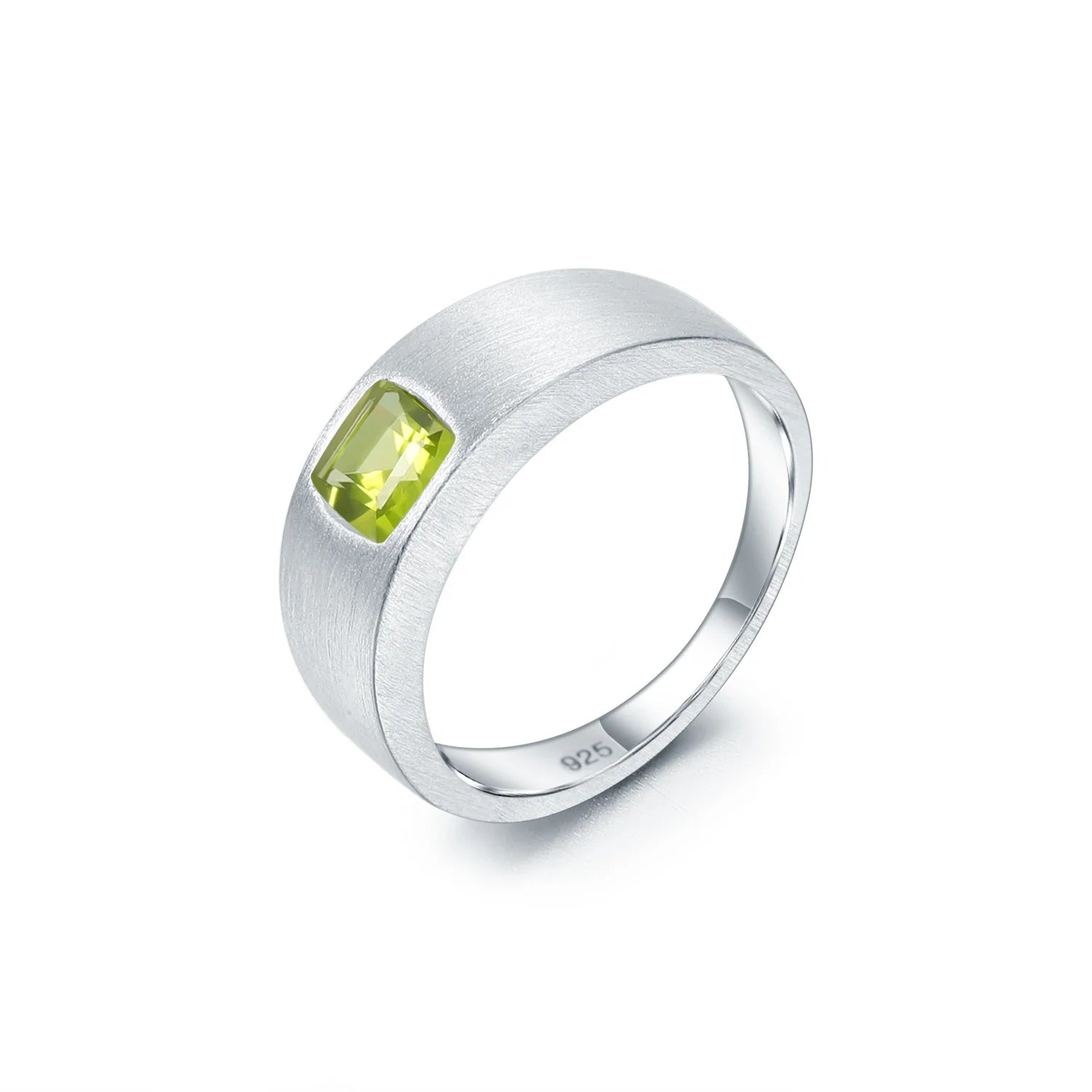 Abiding Natural Gemstone Peridot Men Ring Handcrafted 925 Silver Ring Men Classic Rings Rhodium Plated Fashion Women Jewelry