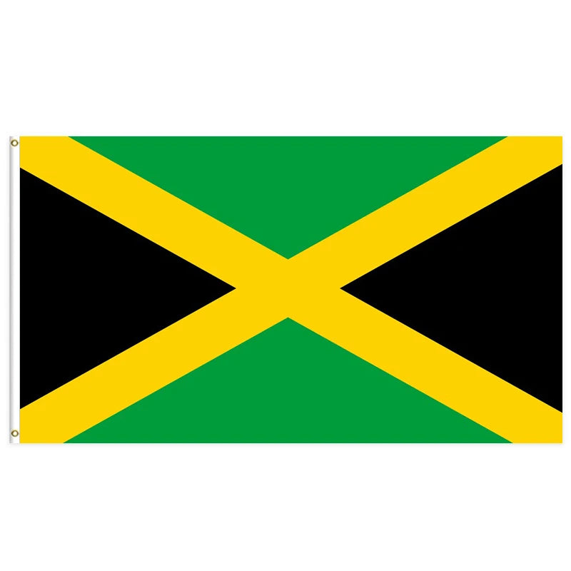 3x5Ft Handmade Digital Printing Jamaica Flag Polyester with Two Brass Grommets Single Layer Hanging Outdoor/Indoor Decor